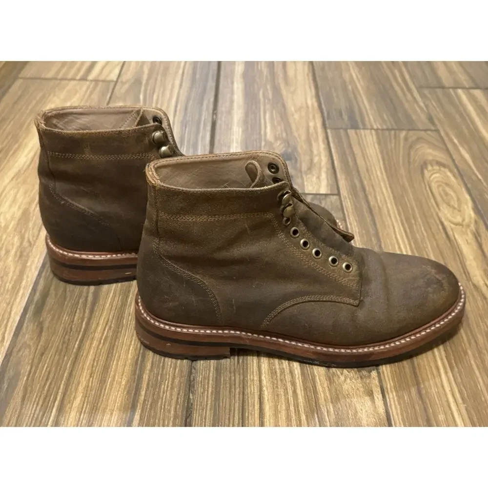 Taylor Stitch Trench Boots Men’s 8.5 Brown Roughout Leather Vibram Goodyear